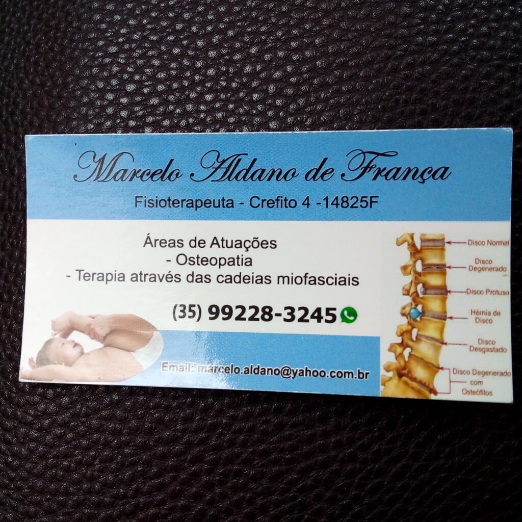 cartão de visita quiropraxia osteopatia varginha marcelo aldano de frança